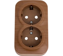 2-ая розетка IEK РСш22-3-ХД с з/к и з/ш о/у 16А GLORY дуб ERH24-K24-16