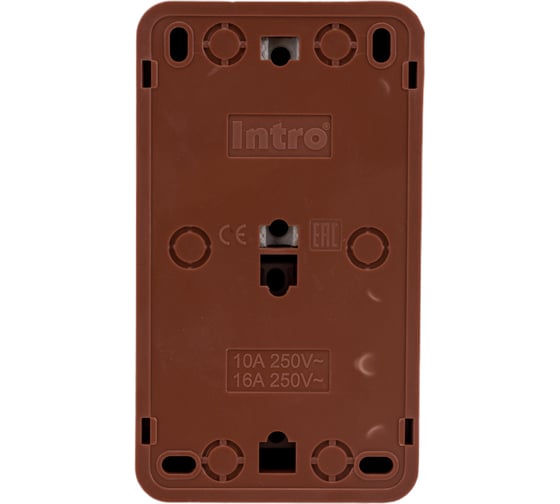 Бло: розетка с выключателем Intro Quadro 2-701-10 горизонтальный 16А-250В, IP20, открытая установка, венге, Б0053868