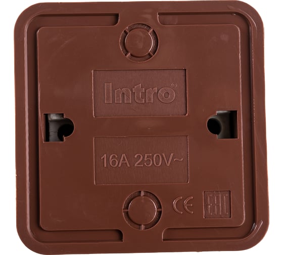 Розетка Intro с заземлением 2P+E Schuko, 16А-250В, IP20, открытая установка, венге, Б0053787