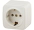 Розетка Intro Polo 3-202-02 с заземлением 2P+E Schuko, 16A-250В, IP20, открытая установка, слоновая кость, Б0053560 1