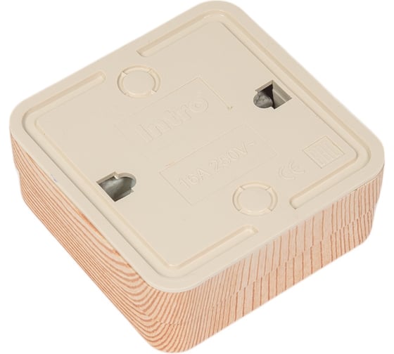 Розетка Intro Quadro 2-201-11 без заземления 2P, 16А-250В, IP20, открытая установка, сосна, Б0053781