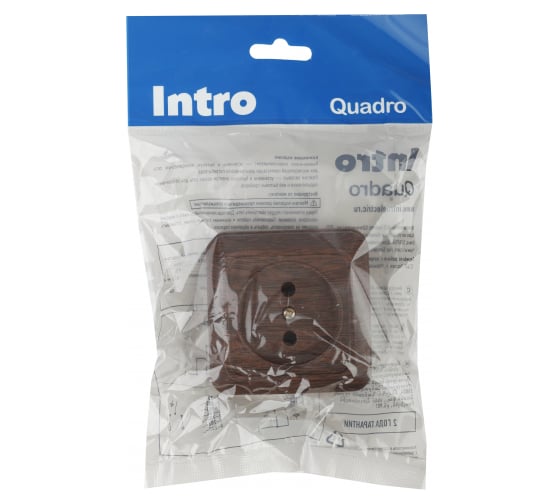 Розетка Intro Quadro 2-201-10 без заземления 2P, 16А-250В, IP20, открытая установка, венге, Б0053779