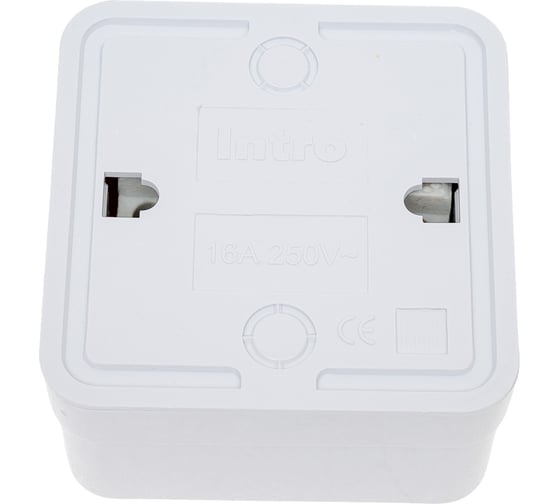 Розетка Intro Quadro 2-202-01 с заземлением 2P+E Schuko, 16А-250В, IP20, открытая установка, белый, Б0053783