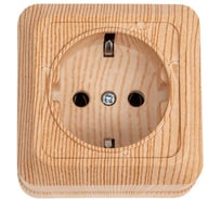 Розетка Intro Quadro 2-202-11 с заземлением 2P+E Schuko, 16А-250В, IP20, открытая установка, сосна, Б0053790