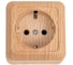 Розетка Intro Quadro 2-202-11 с заземлением 2P+E Schuko, 16А-250В, IP20, открытая установка, сосна, Б0053790 1