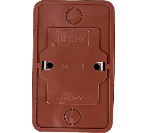 Розетка Intro Quadro 2-203-10 двойная без заземления 2x2P, 16А-250В, IP20, открытая установка, венге, Б0053796