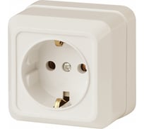 Розетка Intro Quadro с заземлением 2P+E Schuko, 16А-250В, IP20, открытая установка, слоновая кость, Б0053785
