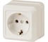 Розетка Intro Quadro с заземлением 2P+E Schuko, 16А-250В, IP20, открытая установка, слоновая кость, Б0053785 1