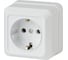 Розетка Intro Quadro с заземлением 2P+E Schuko, 16А-250В, IP20, открытая установка, без пластины, белый, Б0053906 1