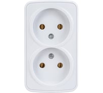 Розетка Intro Polo 3-203-01 без заземления двойная 2x2P, 16A-250В, IP20, открытая установка, белый, Б0053565