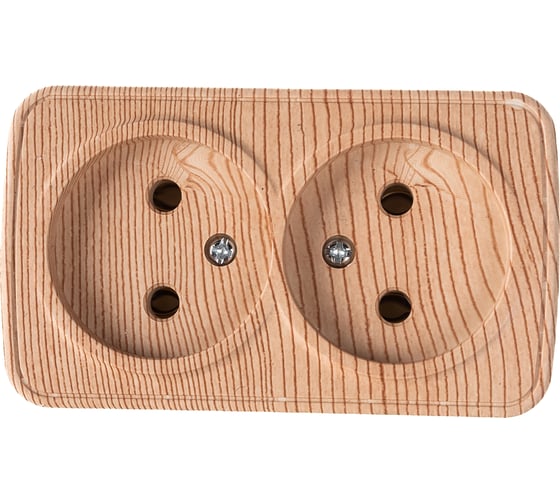 Розетка Intro Polo 3-203-11 двойная без заземления 2x2P, 16A-250В, IP20, открытая установка, сосна, Б0053571