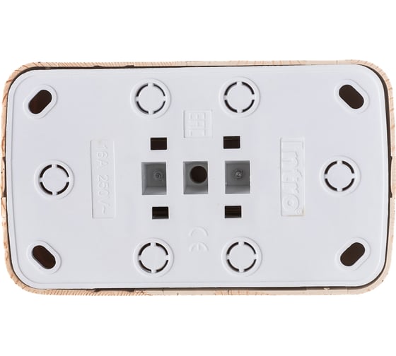 Розетка Intro Polo 3-203-11 двойная без заземления 2x2P, 16A-250В, IP20, открытая установка, сосна, Б0053571