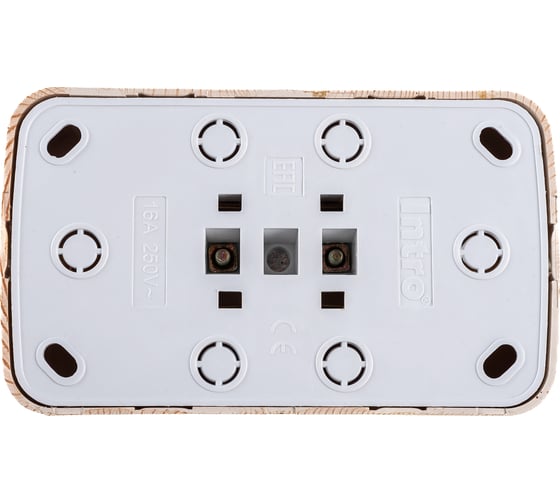Розетка Intro Polo 3-204-11 с заземлением двойная 2x2P+E Schuko, 16A-250В, IP20, открытая установка, сосна, Б0053578