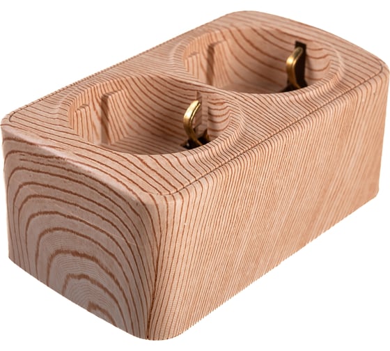 Розетка Intro Polo 3-204-11 с заземлением двойная 2x2P+E Schuko, 16A-250В, IP20, открытая установка, сосна, Б0053578