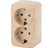 Розетка Intro Polo 3-204-10 с заземлением двойная 2x2P+E Schuko, 16A-250В, IP20, открытая установка, венге, Б0053576