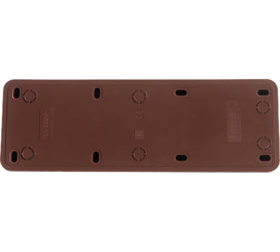 Розетка Intro Quadro с заземлением четырёхместная 4x2P+E, 16А-250В, IP20, открытая установка, венге, Б0053842