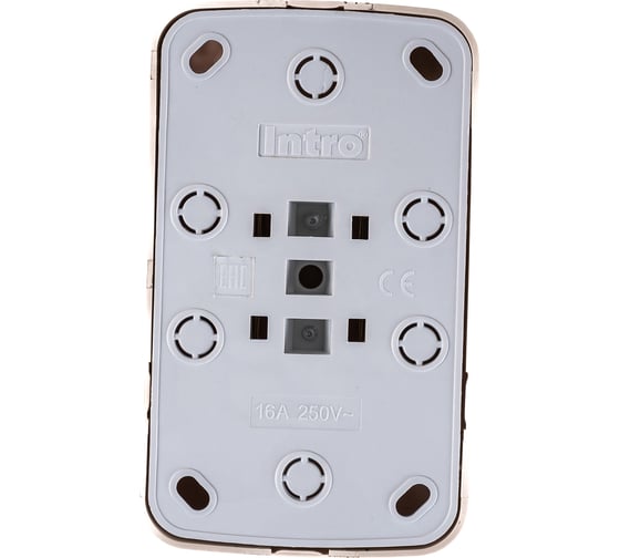 Розетка Intro Polo без заземления двойная 2x2P, 16A-250В, IP20, открытая установка, слоновая кость, Б0053567