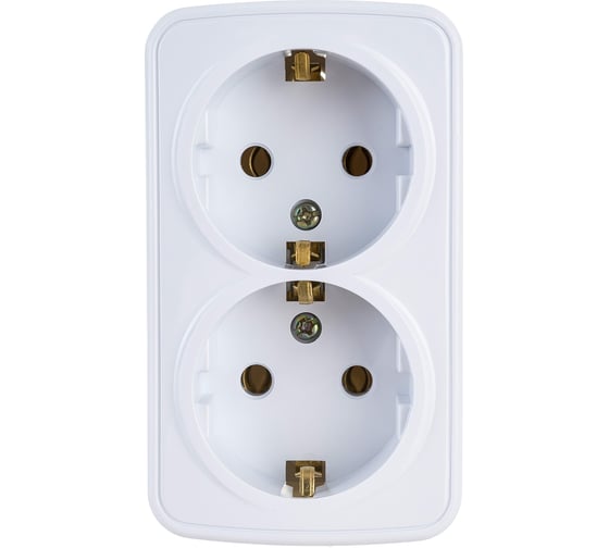 Розетка Intro Polo двойная с заземлением 2x2P+E Schuko, 16A-250В, IP20, открытая установка, Polo, белый, Б0053573 1