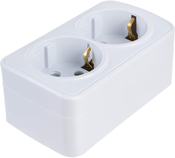 Розетка Intro Polo двойная с заземлением 2x2P+E Schuko, 16A-250В, IP20, открытая установка, Polo, белый, Б0053573