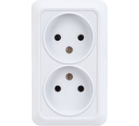 Розетка Intro Quadro двойная без заземления 2x2P, 16А-250В, IP20, открытая установка, Quadro, белый, Б0053792