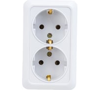 Розетка Intro Quadro двойная с заземлением 2x2P+E Schuko, 16А-250В, IP20, открытая установка, без пластины, белый, Б0053910