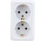 Розетка Intro Quadro двойная с заземлением 2x2P+E Schuko, 16А-250В, IP20, открытая установка, без пластины, белый, Б0053910 1