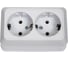 Розетка Intro Quadro с заземлением двойная 2x2P+E Schuko, 16А-250В, IP20, открытая установка, белый, Б0053800 2