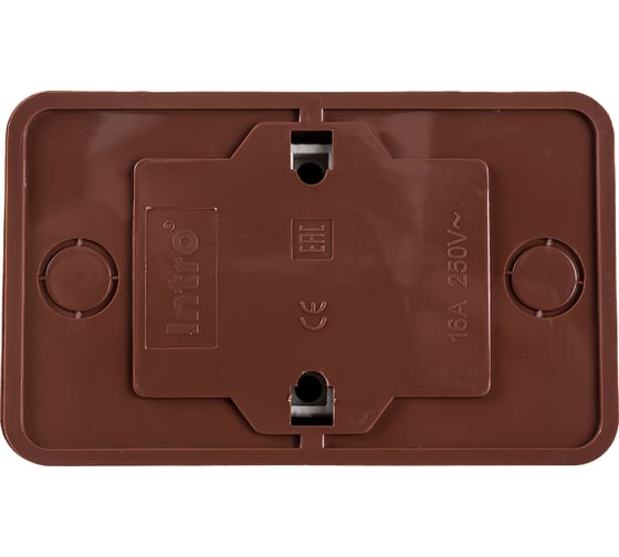 Розетка Intro Quadro с заземлением двойная 2x2P+E Schuko, 16А-250В, IP20, открытая установка, венге, Б0053805