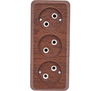 Розетка Intro Quadro 2-205-10 без заземления трехместная 3x2P, 16А-250В, IP20, открытая установка, венге, Б0053815