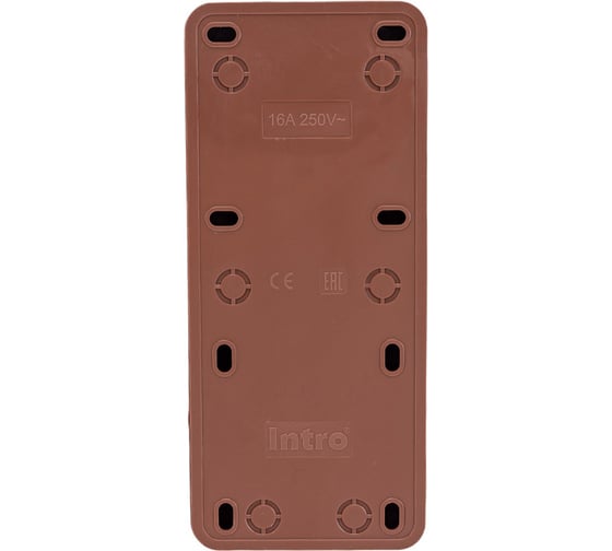 Розетка Intro Quadro 2-205-10 без заземления трехместная 3x2P, 16А-250В, IP20, открытая установка, венге, Б0053815