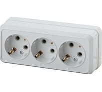 Розетка Intro Quadro 2-206-01 с заземлением трехместная 3x2P+E, 16А-250В, IP20, открытая установка, белый, Б0053819