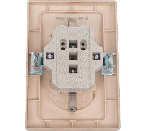 Двойная розетка Intro Plano с заземлением 2x2P+E Schuko, 16А-250В, IP20, СУ, шампань Б0053918