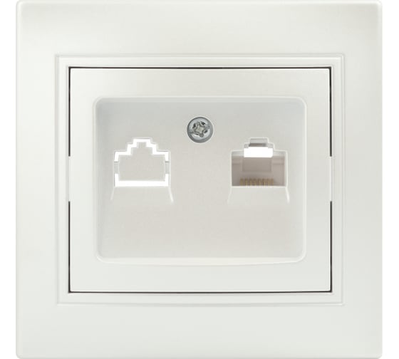 Информационная розетка Intro Plano 1-303-06 RJ45, IP20, СУ, перламутр, Б0053987 1