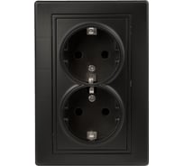Двойная розетка Intro Plano с заземлением 2x2P+E Schuko, 16А-250В, IP20, СУ, антрацит Б0053919