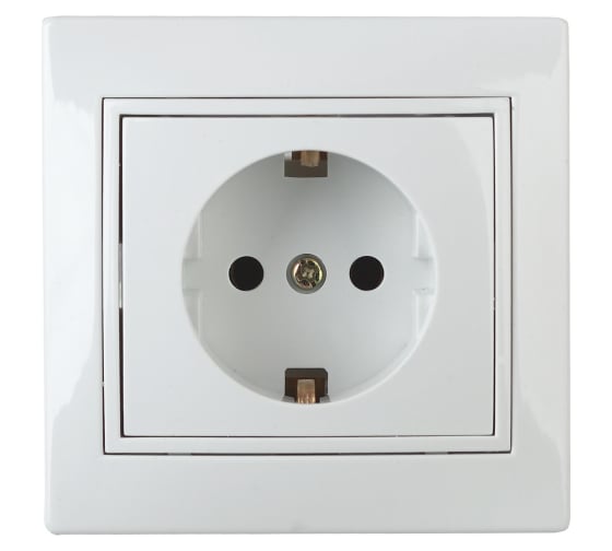 Розетка Intro Plano с заземлением 2P+E Schuko со шторками, 16А-250В, IP20, СУ, без лапок, белый, Б0053955