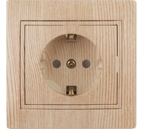 Розетка Intro Plano с заземлением 2P+E Schuko со шторками, 16А-250В, IP20, СУ, сосна, Б0053931
