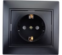 Розетка Intro Plano с заземлением 2P+E Schuko со шторками, 16А-250В, IP20, СУ, антрацит, Б0053928