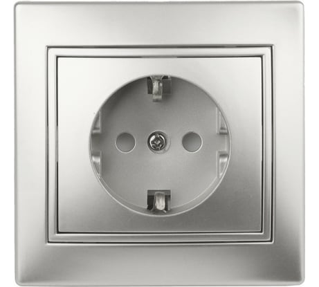 Розетка Intro Plano с заземлением 2P+E Schuko со шторками, 16А-250В, IP20, СУ, алюминий, Б0053926