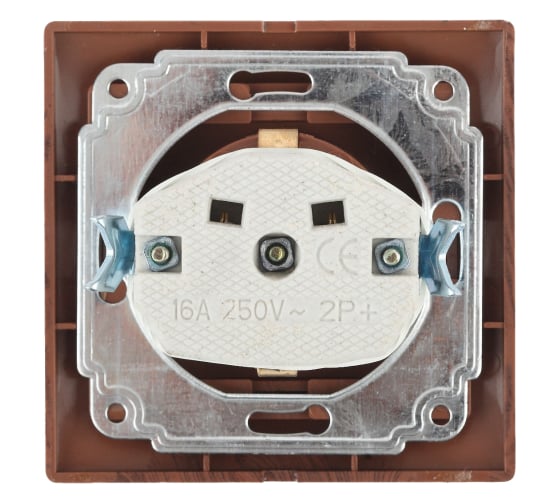 Розетка Intro Plano с заземлением 2P+E Schuko с крышкой, 16А-250В, IP20, СУ, венге, Б0053900