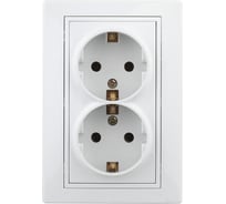 Двойная розетка Intro Plano с заземлением 2x2P+E Schuko со шторками, 16А-250В, IP20, СУ, белый, Б0053933