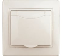 Розетка Intro Plano с заземлением 2P+E Schuko с крышкой, 16А-250В, IP20, СУ, слоновая кость, Б0053890