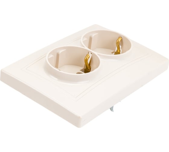 Двойная розетка Intro Plano с заземлением 2x2P+E Schuko, 16А-250В, IP20, СУ, слоновая кость, Б0053916