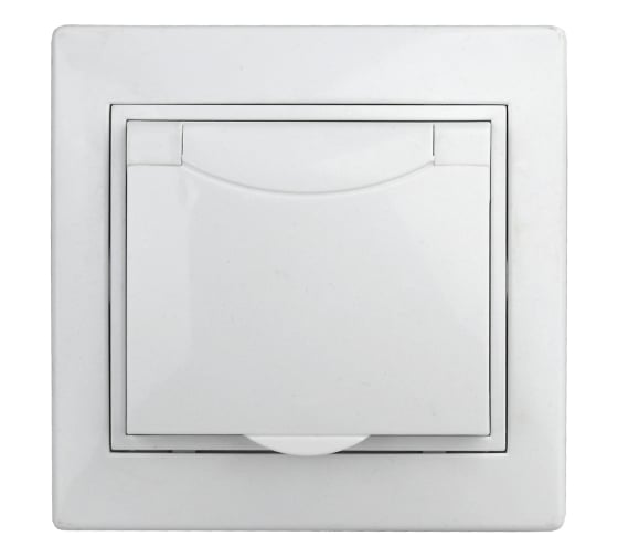 Розетка Intro Plano 1-203-01 с заземлением 2P+E Schuko с крышкой, 16А-250В, IP20, СУ, белый Б0053889