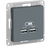 USB розетка Systeme Electric AtlasDesign Грифель 5В, 1 порт x 2,1 А, 2 порта х 1,05 А SE ATN000733