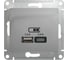 USB розетка Systeme Electric Glossa Алюминий A+С, 5В/2,4А, 2x5В/1,2 А GSL000339 1