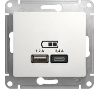 USB розетка Systeme Electric Glossa Белый A+С, 5В/2,4 А, 2x5В/1,2 А GSL000139