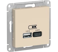 USB розетка Systeme Electric Glossa Молочный A+С, 5В/2,4А, 2x5В/1,2 А GSL000939
