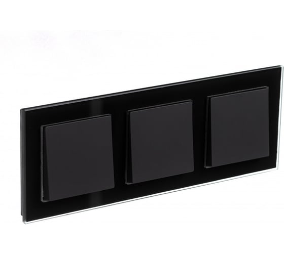 3-ая рамка Systeme Electric AtlasDesign NATURE стекло, черный ATN321003