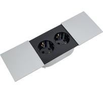 Двойная розетка Systeme Electric AtlasDesign Алюминий, с заземлением, со шторками SE ATN000328