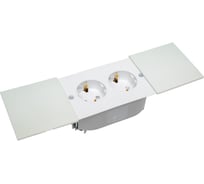 Двойная розетка Systeme Electric AtlasDesign Жемчуг, с заземлением, со шторками, с крышкой SE ATN000428